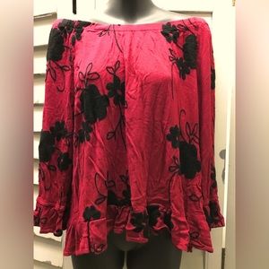 Bardot top by Forgotten Grace.  Embroidered. Size L
